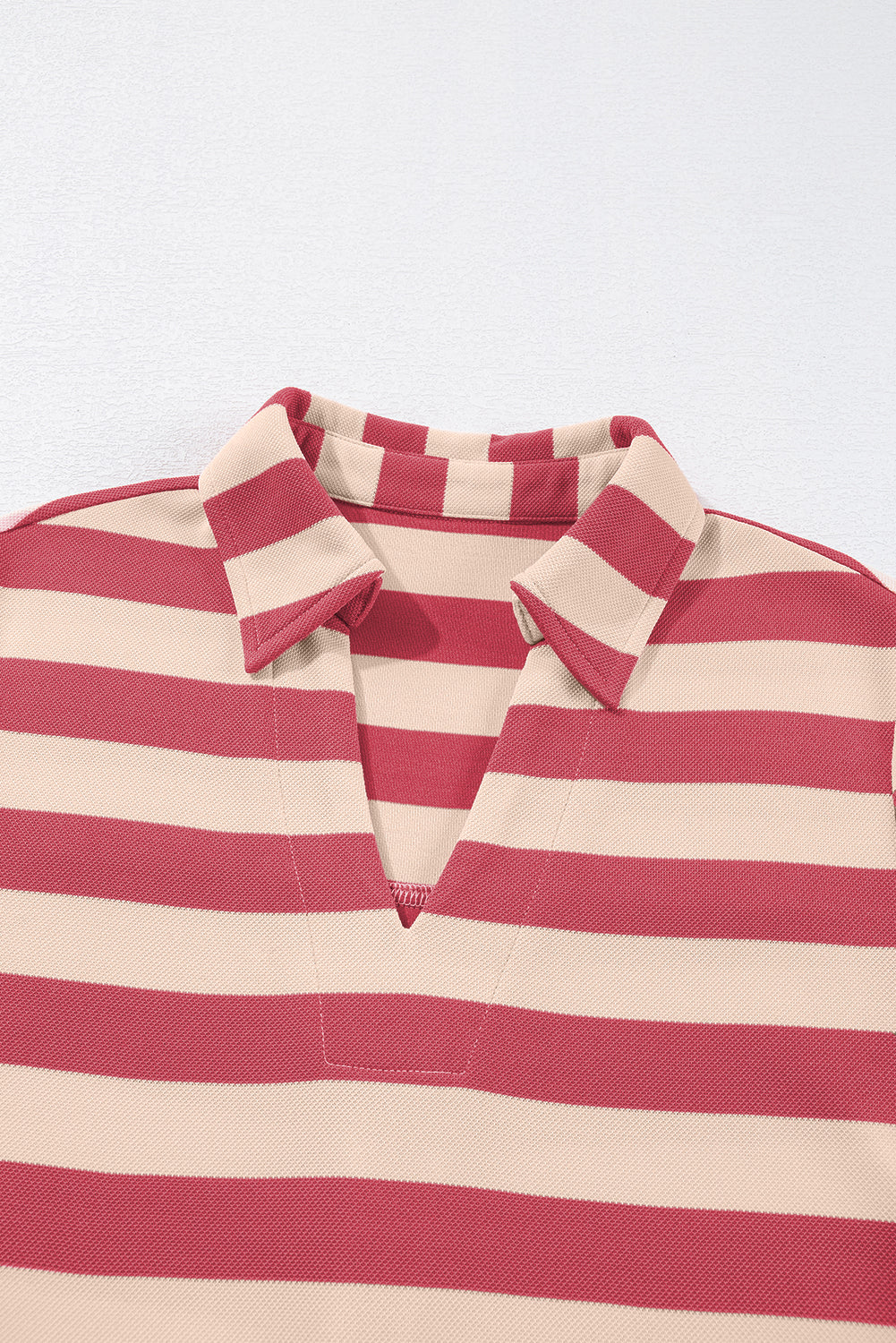 Black Stripe Collared V Neck Long Sleeve Loose Casual Dress