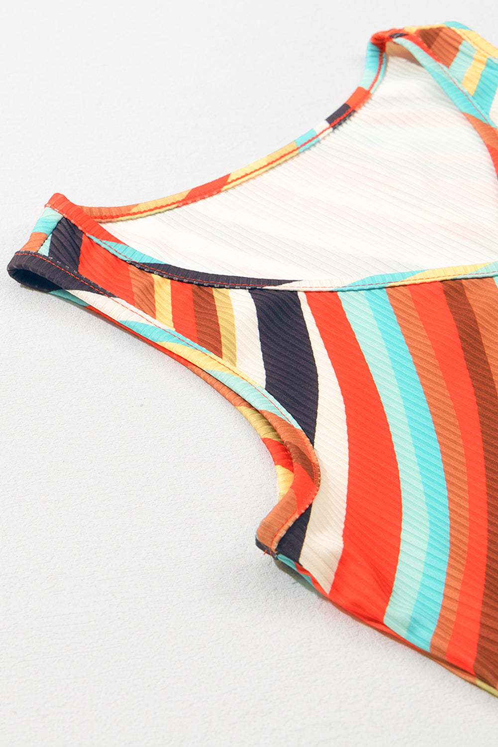 Purple Wavy Striped Buttoned V Neck Tank Top