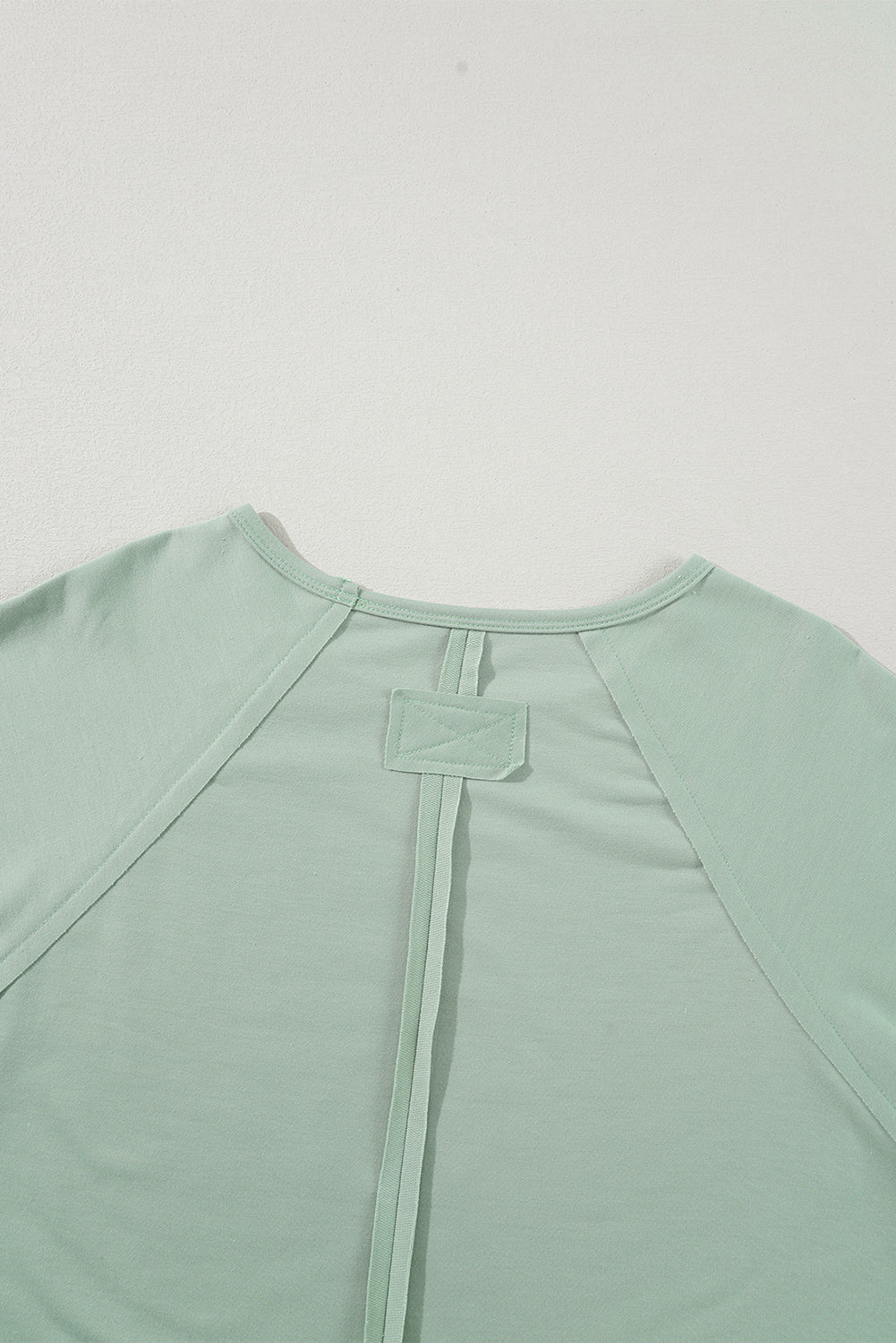 Sail Blue Flower Patchwork Raglan Sleeve Exposed Seam Oversized Top