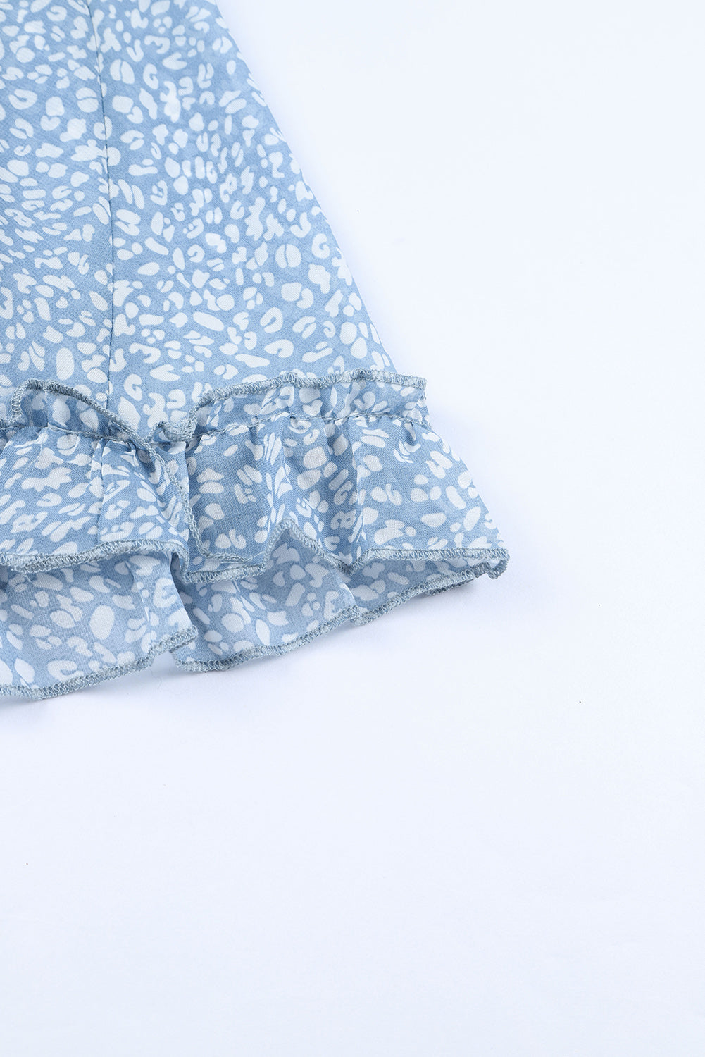 Blue Ruffle Detailing Open Back Floral Dress