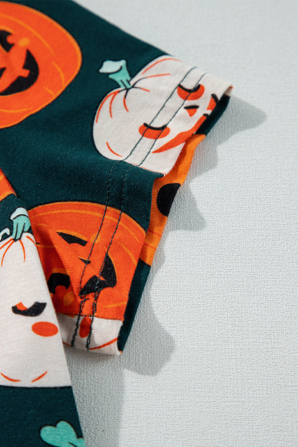 Black Halloween Pattern Short Sleeve Shirt Pajama Set