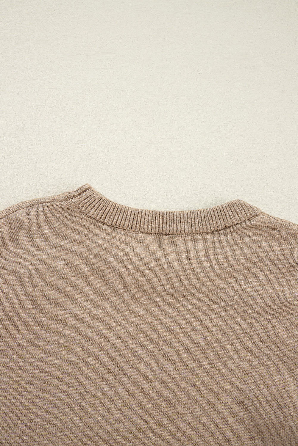 Light Grey Pearled Drop Shoulder Round Neck Sweater