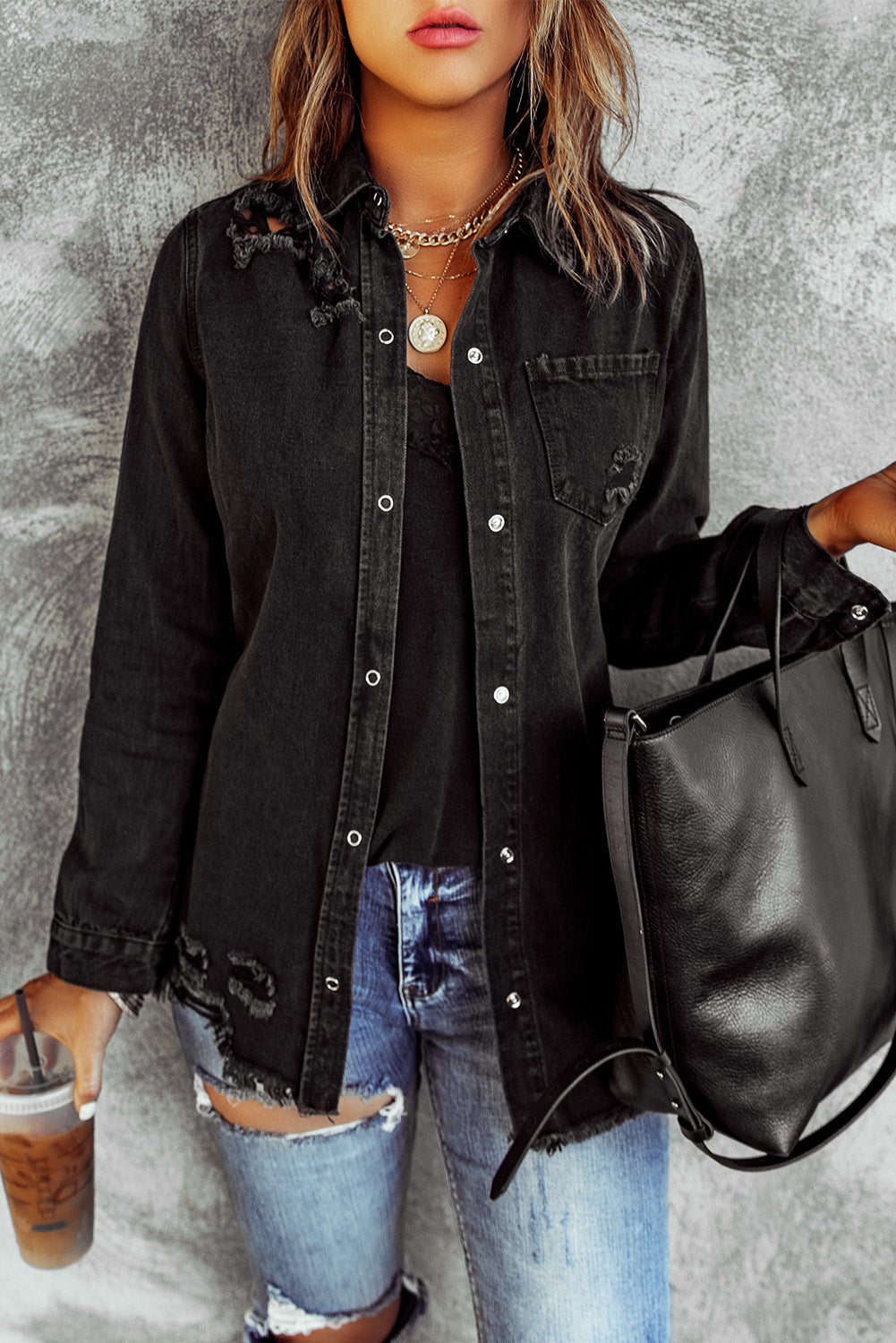 Green Ripped Denim Jacket