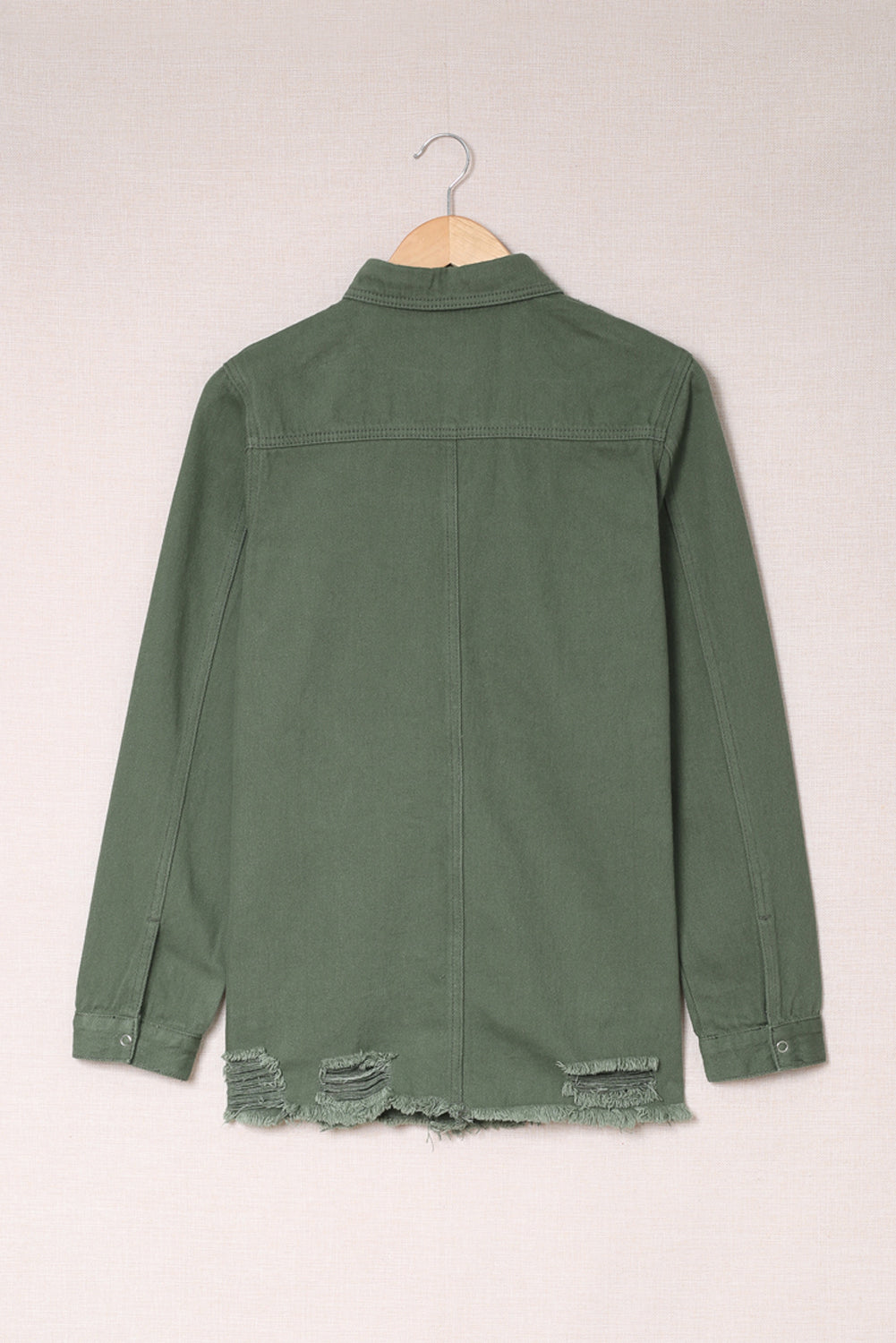 Green Ripped Denim Jacket