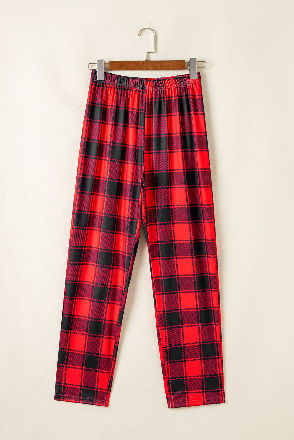 White Christmas Plaid Reindeer Graphic Long Sleeve Lounge Set