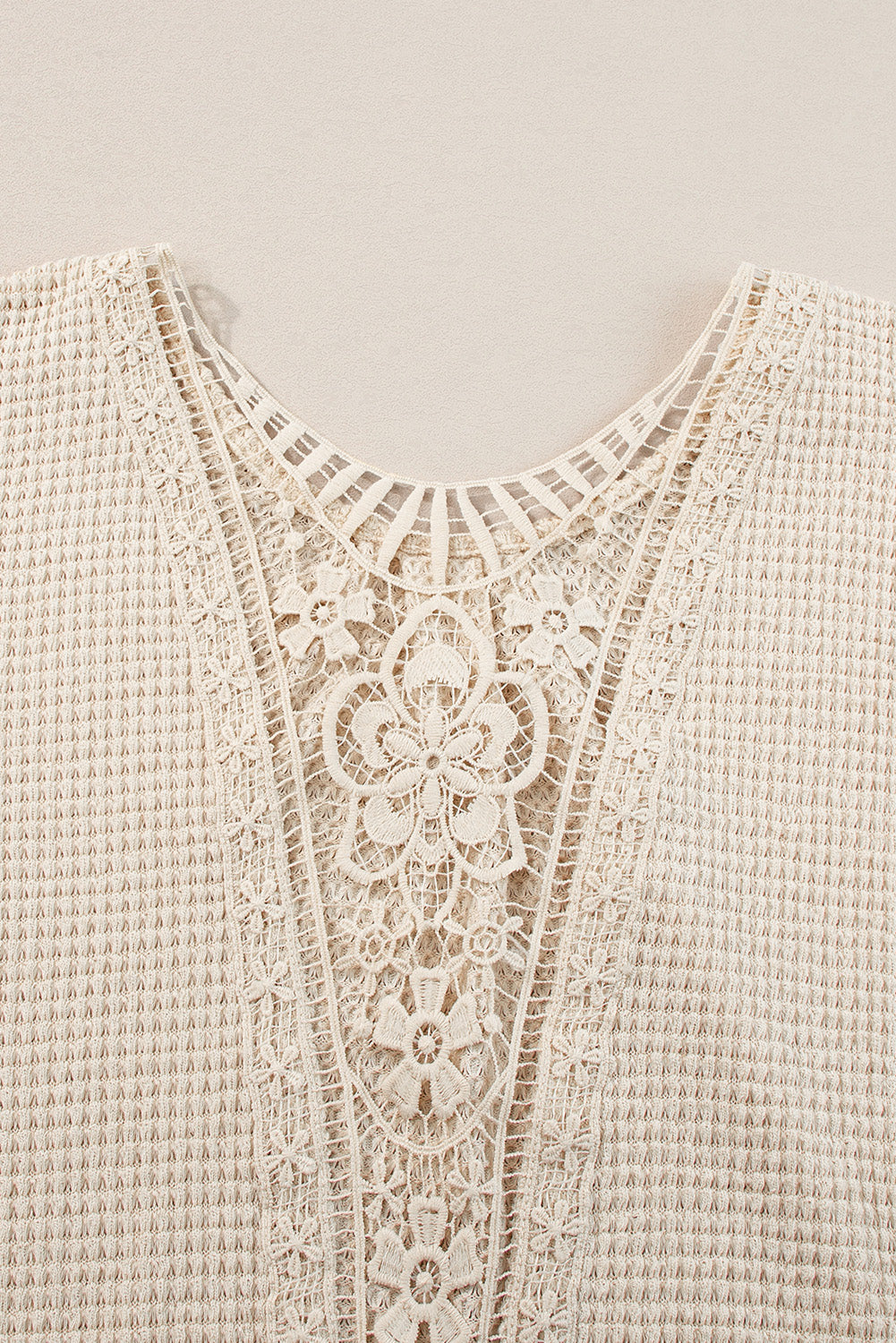 Moss Green Guipure Lace Patch Textured T-shirt