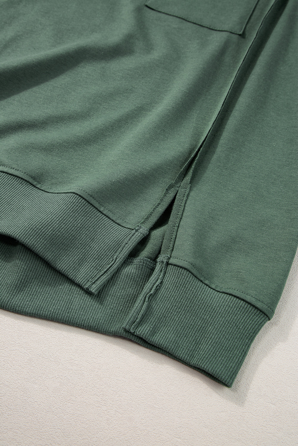 Light Grey Exposed Seam Chest Pocket Split Loose T Shirt