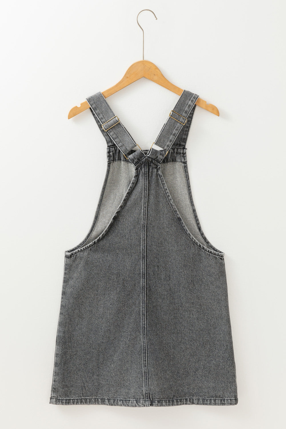 Beau Blue Wide Strap Button Front Pocketed Denim Mini Dress