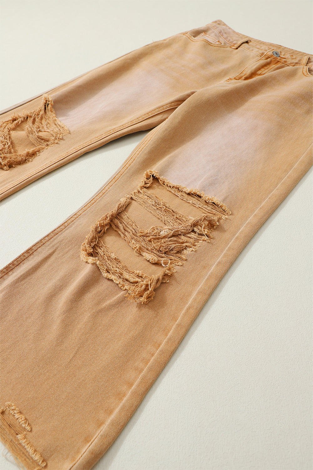 Black Distressed Hollow-out High Waist Cropped Flare Jeans