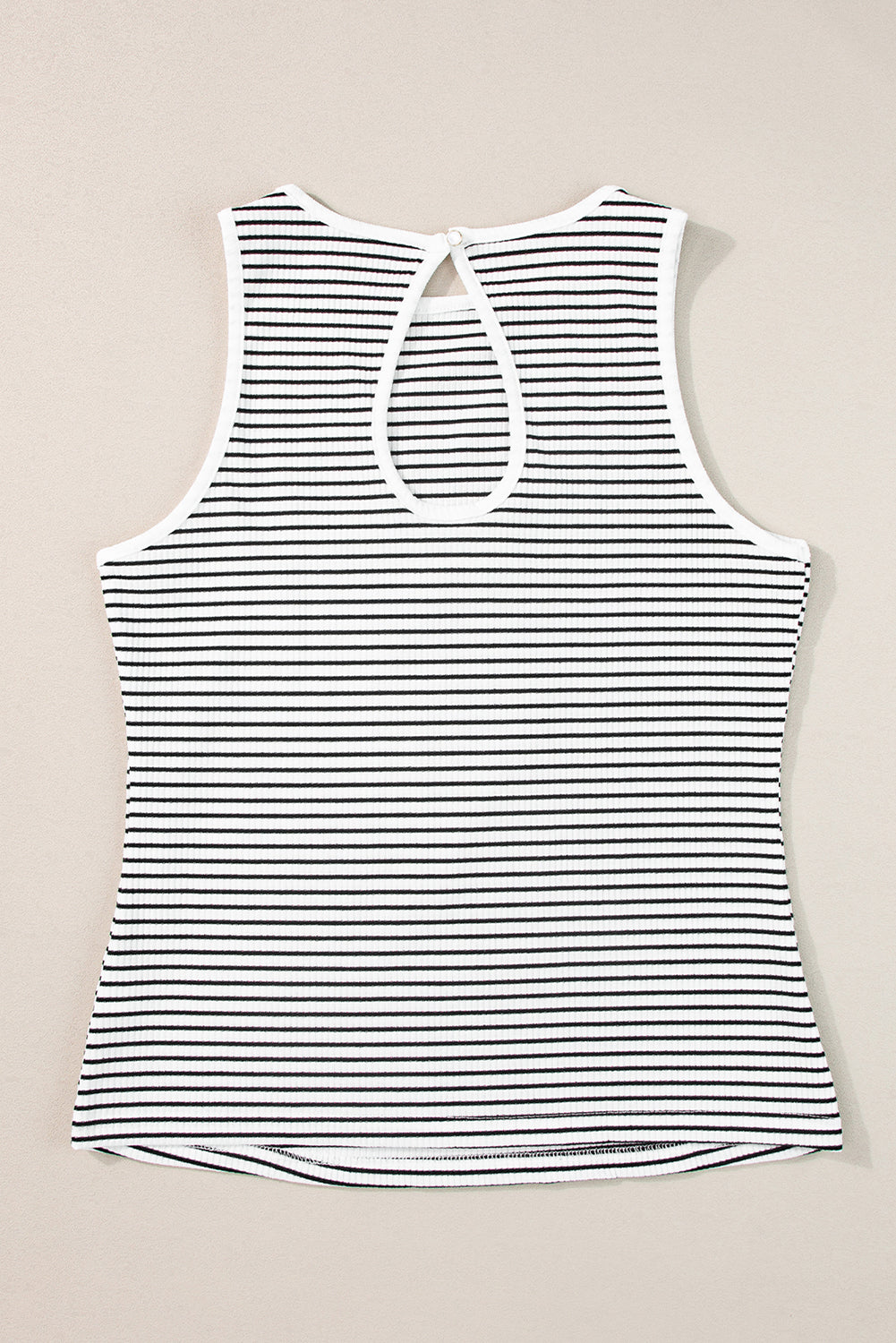 Green Stripe Striped Print Ribbed Knit Sleeveless Top