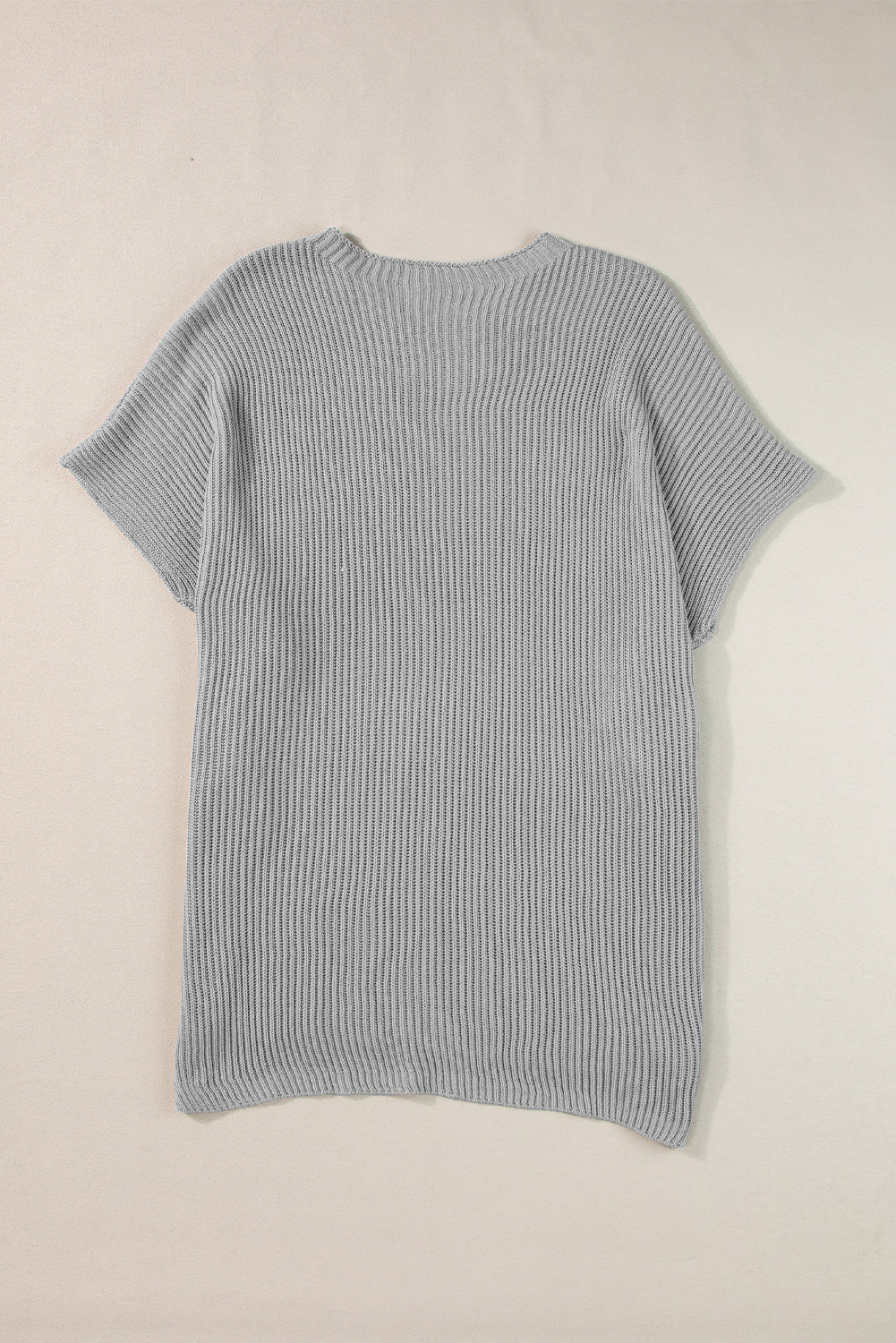 Haze Blue Short Sleeve Side Slit Oversized Sweater