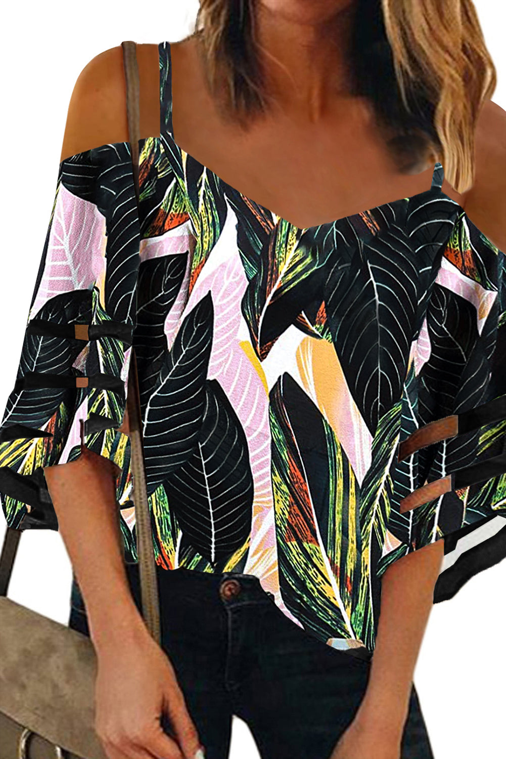 Leopard Cold Shoulder Blouse