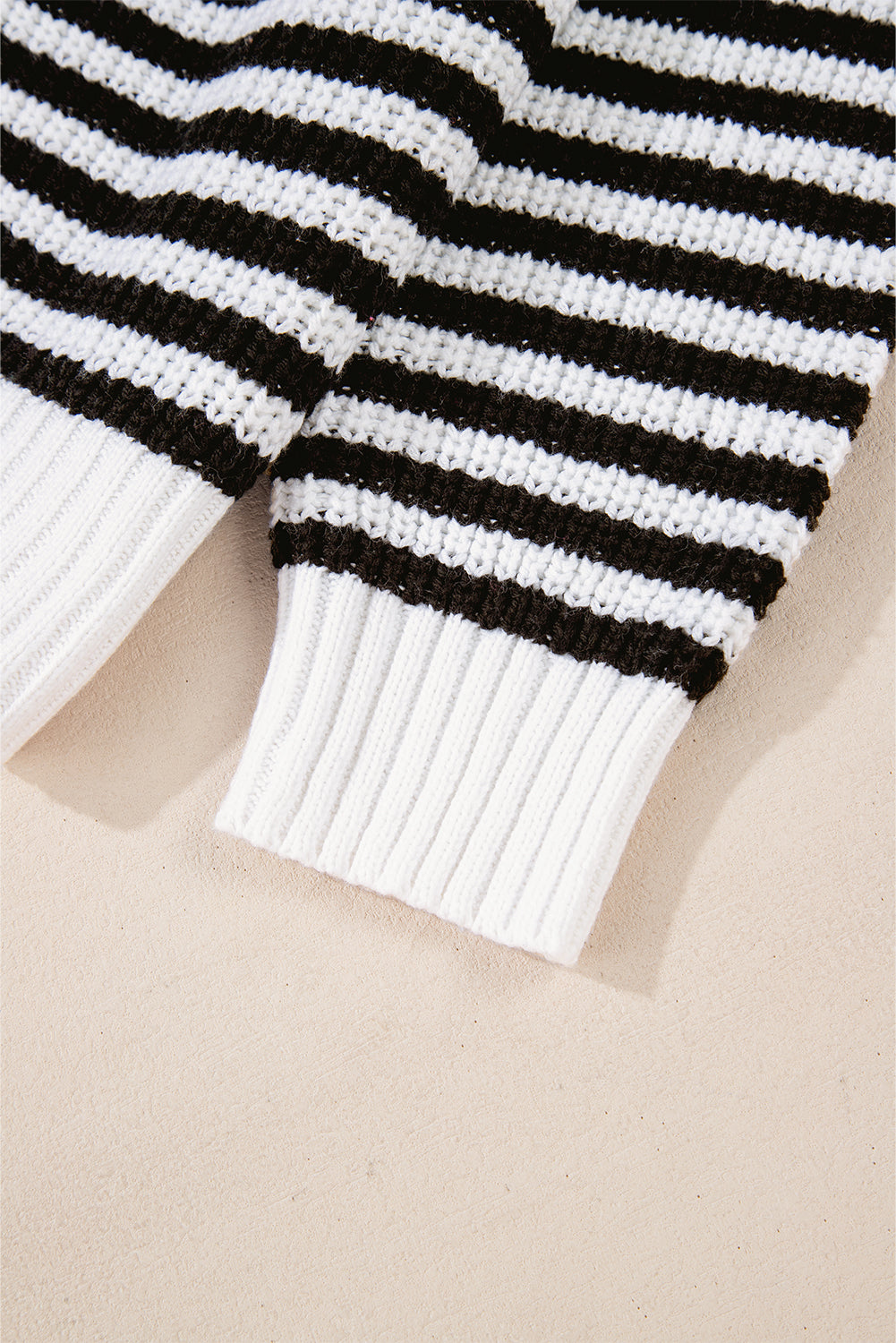 Pink Stripe Zip up Collar Drop Shoulder Sweater