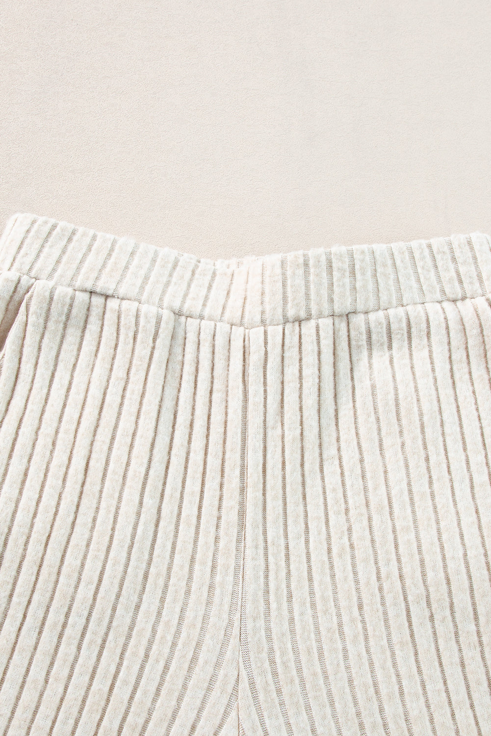Light Pink Ribbed Knit V Neck Slouchy Two-piece Outfit