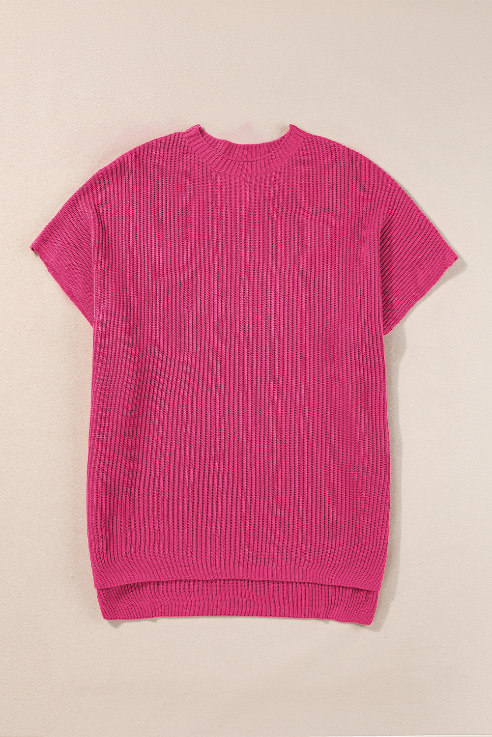 Haze Blue Short Sleeve Side Slit Oversized Sweater