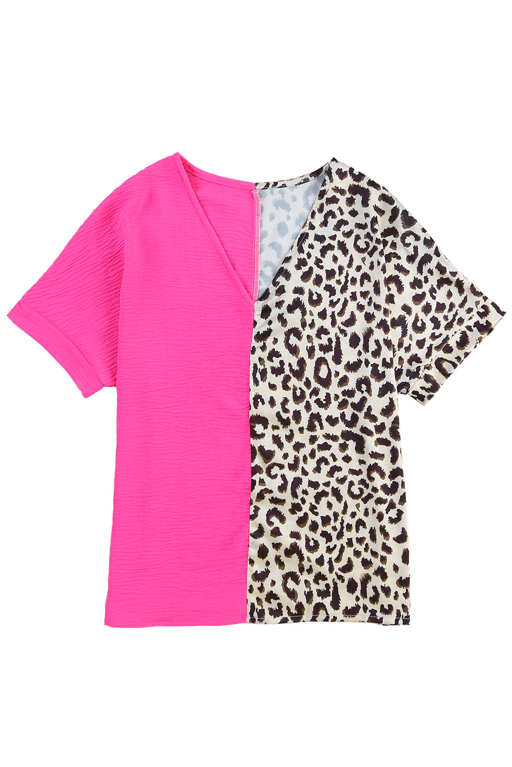 Khaki Contrast Leopard Color Block Blouse