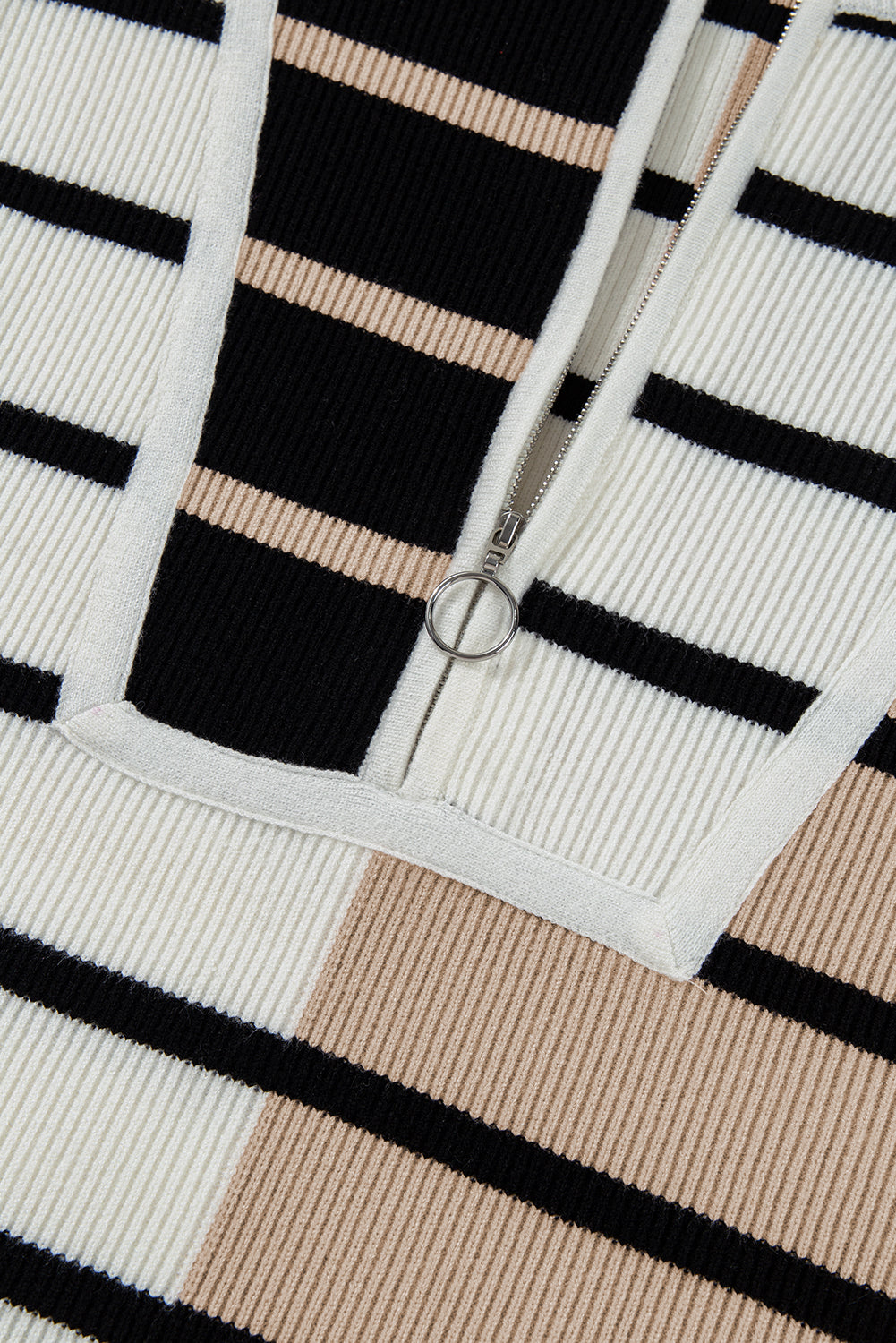 Sky Blue Stripe Colorblock Quarter Zip Collar Sweater Vest