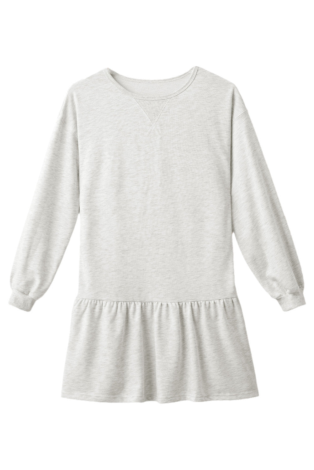 Black Solid Color Puff Sleeve Ruffle Hem Mini Dress
