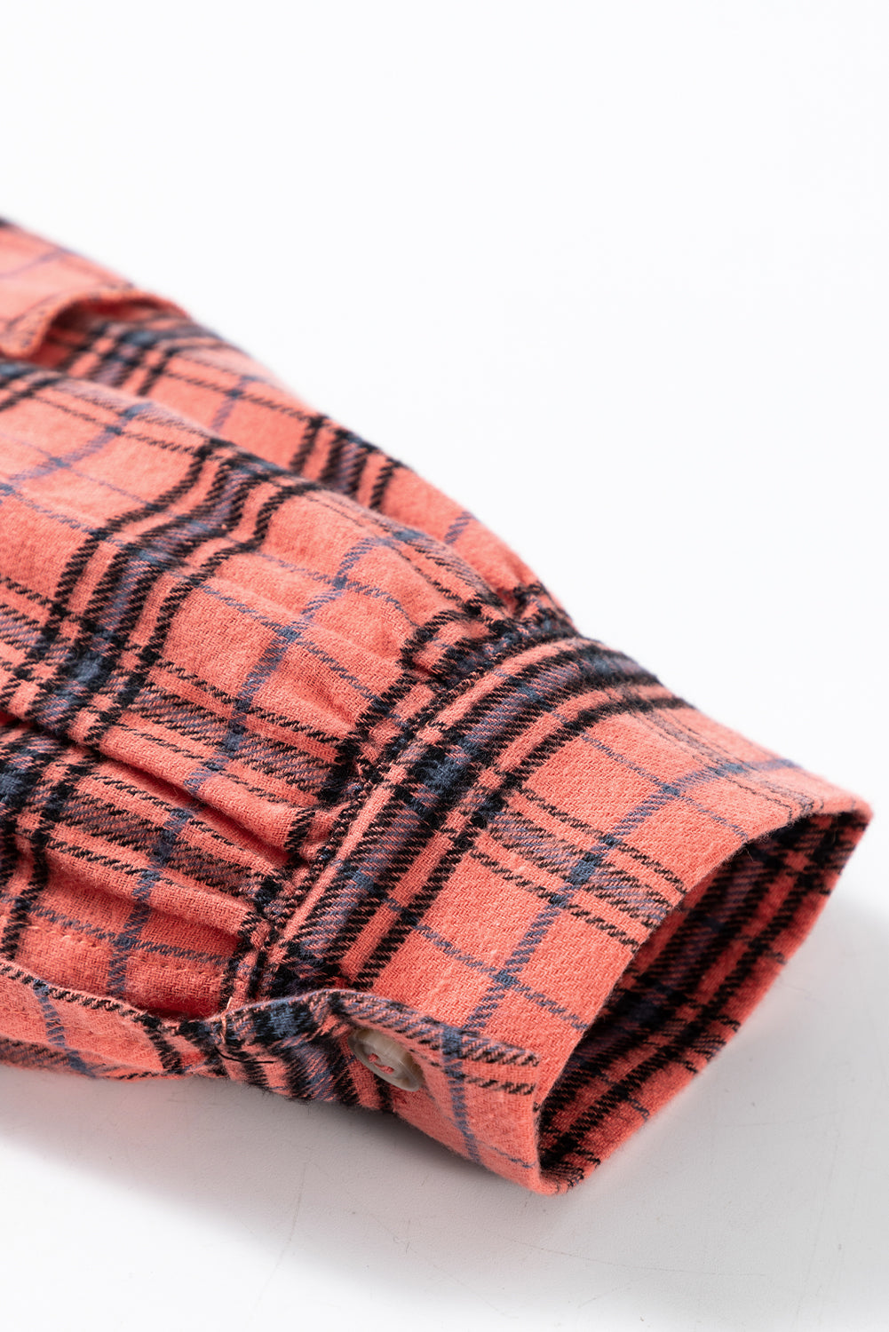 Green Plaid Long Sleeeve Side Split Distressed Hem Shirt