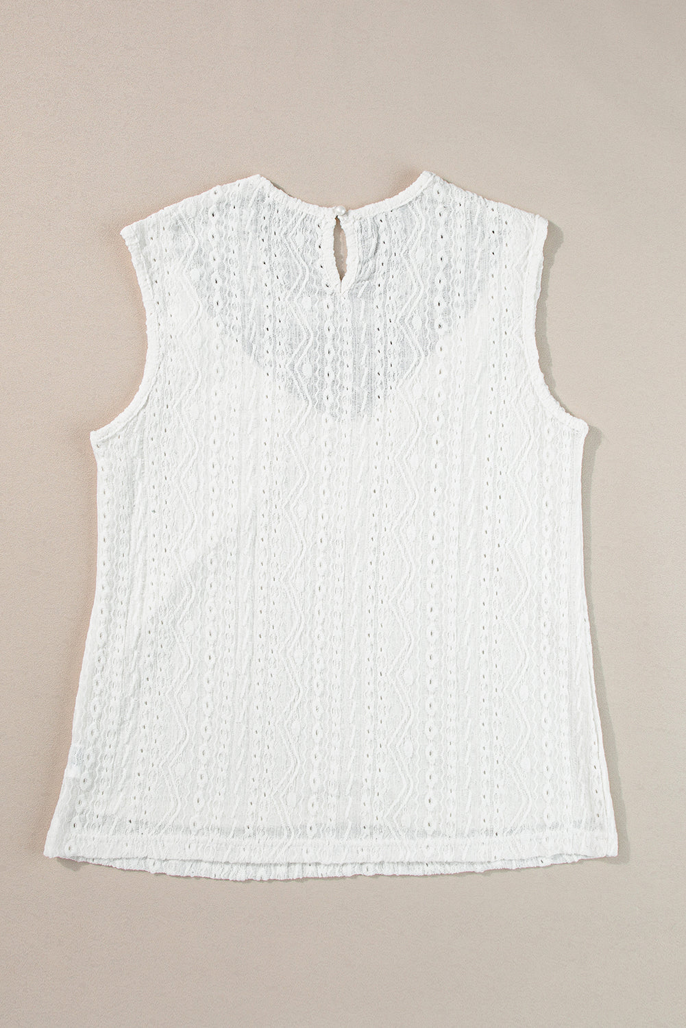 Black Guipure Lace Crochet Keyhole Back Tank Top