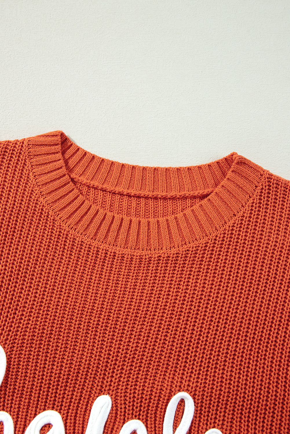 Red Sandalwood Thanks Giving Letter Graphic Crew Neck Sweater
