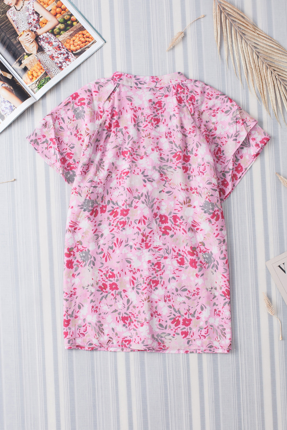Multicolor Floral Mandarin Collar Top