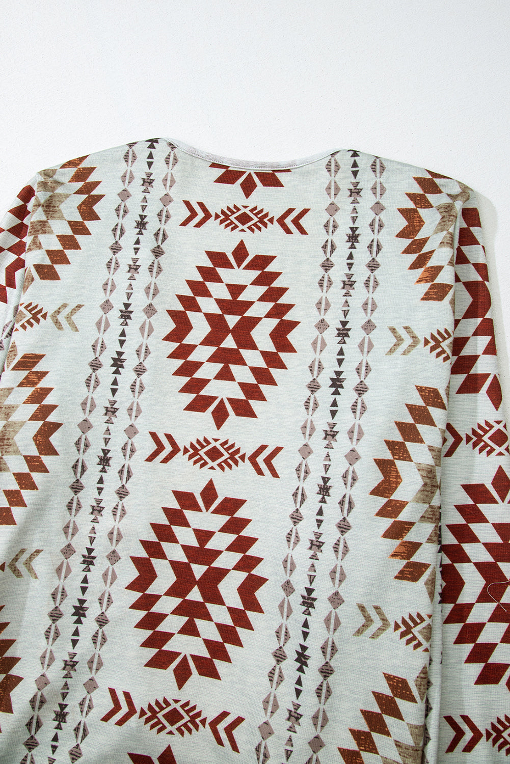 Sky Blue Western Aztec Printed Open Front Long Cardigan