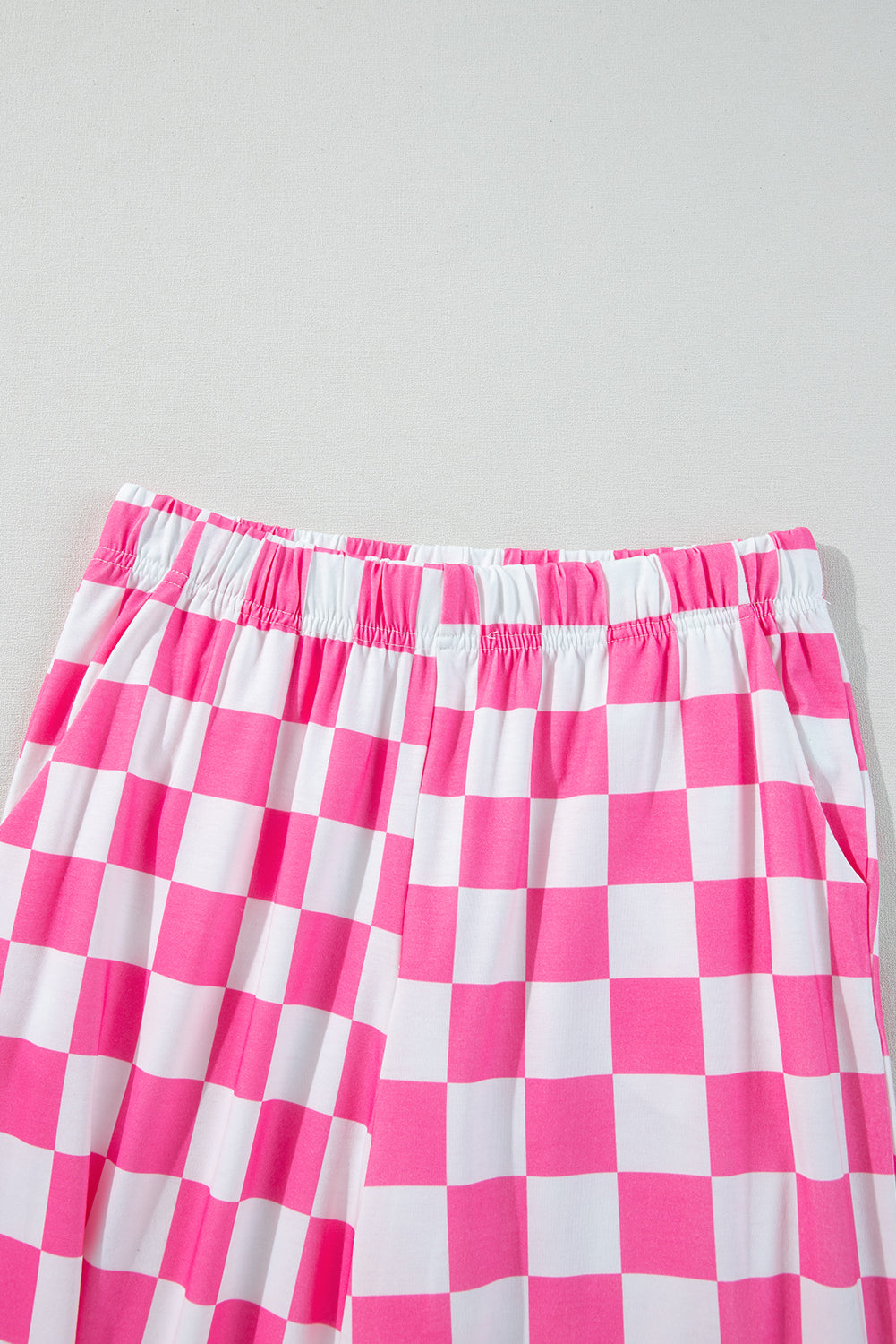 Green 2-Tone Checked Print High Waist Wide Leg Pants