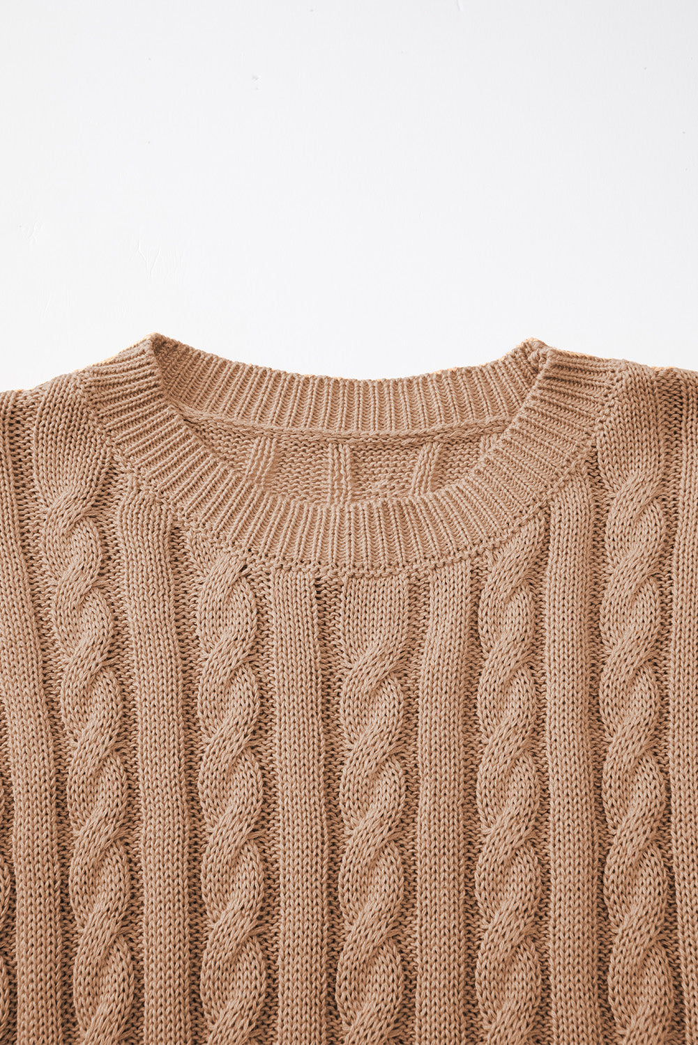 Black Crew Neck Cable Knit Short Sleeve Sweater